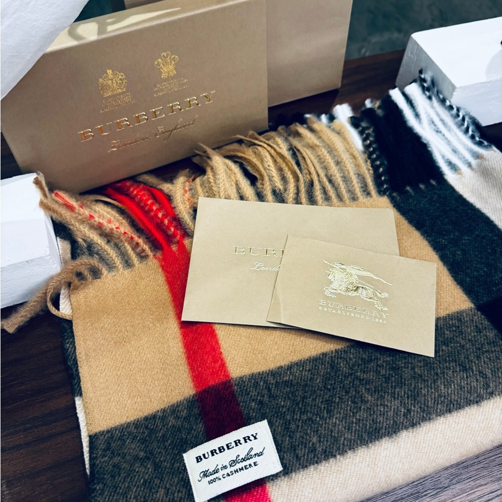NEW 🤍 XL BURBERRY LONDON 2025 Giant Check Cashmere Scarf Shawl Wrap Collection - Picture 5 of 7